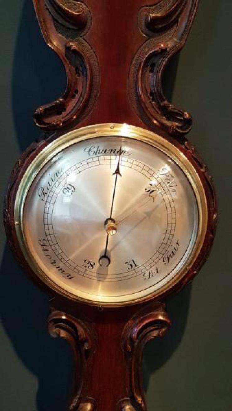 Slim Victorian 6" Dial Mahogany Banjo Barometer - Image 5