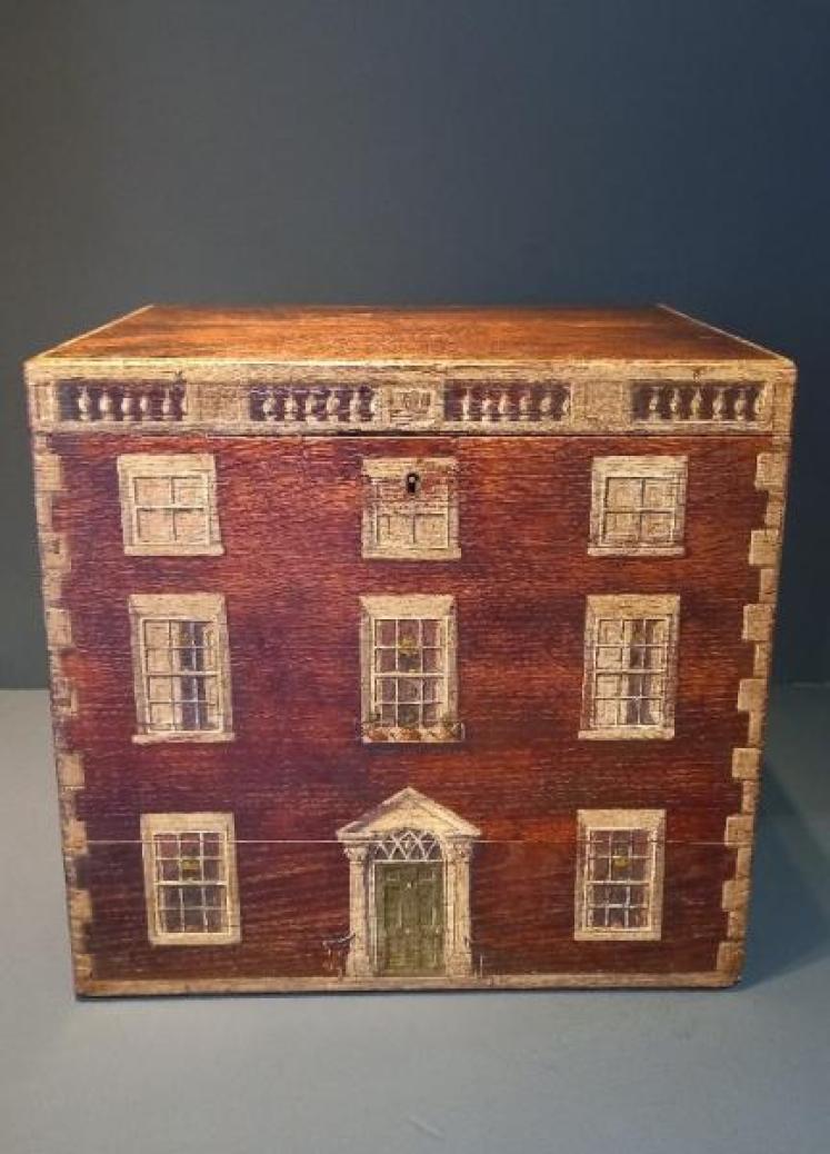 Antique Hand Painted Country House Box - Image 2