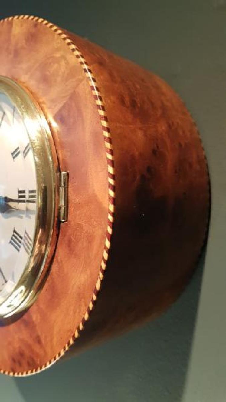 Late Victorian Burr Walnut Library Wall Clock - Image 3