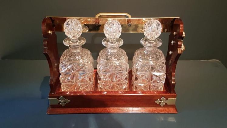 Victorian Mahogany and Cut Crystal Tantalus - Image 2