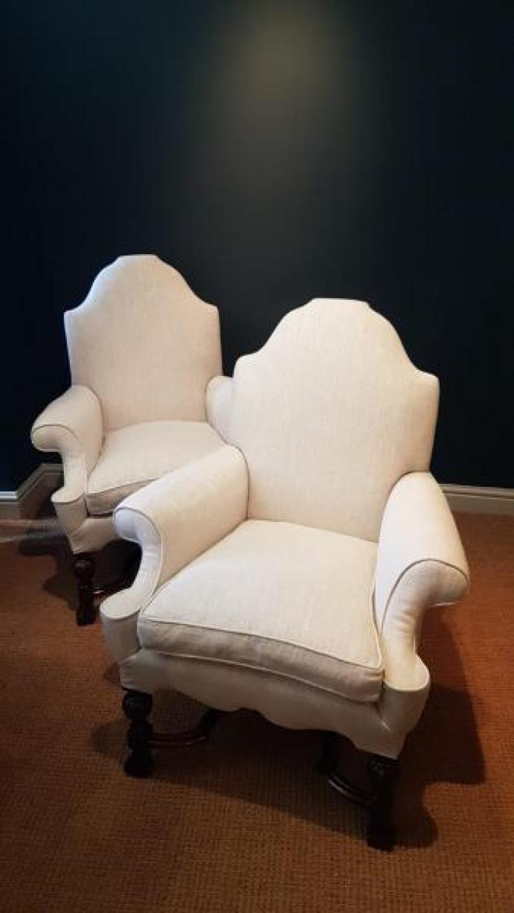 Matching Pair of William & Mary Style Armchairs - Image 1