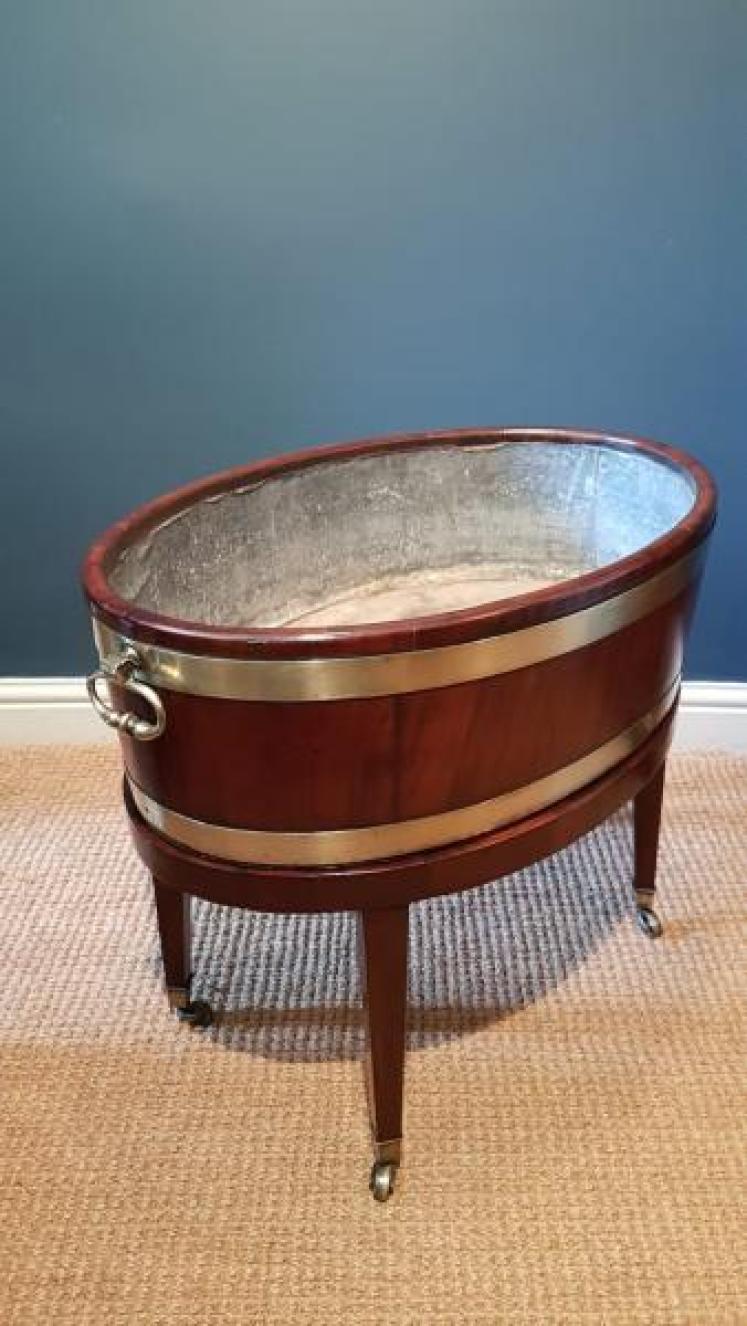 George III Brass Bound Mahogany Wine Cooler - Image 3