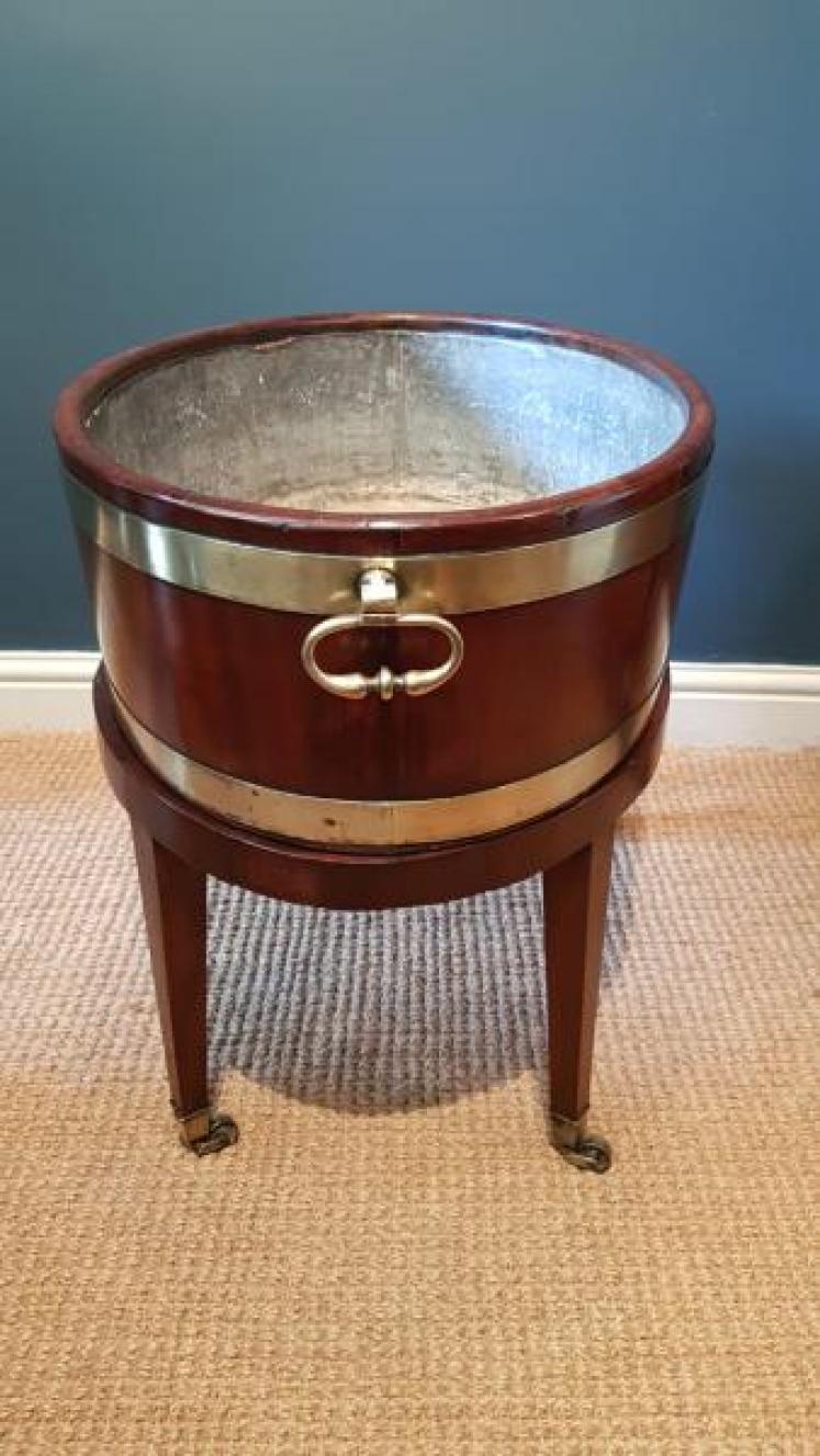George III Brass Bound Mahogany Wine Cooler - Image 4