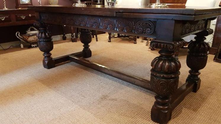 Superb Extending Oak Refectory Table - Image 7