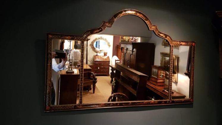 Edwardian Chinoiserie Three Panel Mirror - Image 2