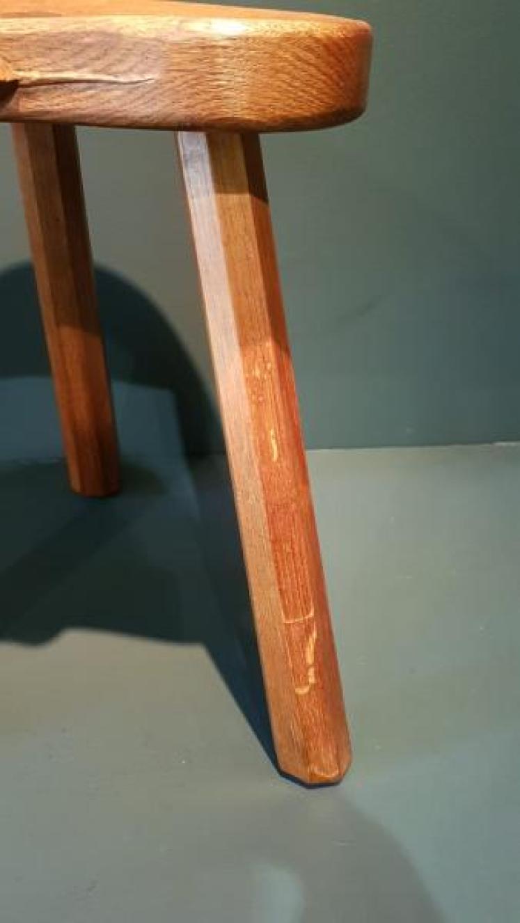 Small Original Mouseman Adzed Oak Stool - Image 6