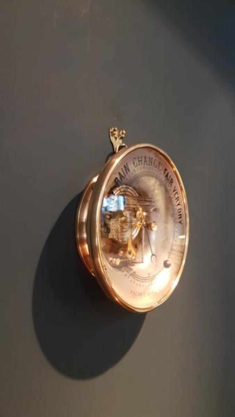 Large Brass Cased Skeletonised Marine Barometer - Image 2