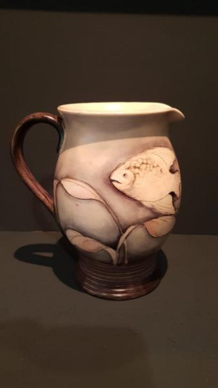 1920's Moorcroft Salt Glazed Fish Jug - Image 1