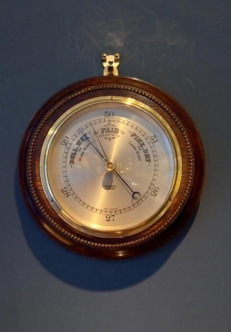 Antique Polished Oak Selfridges of London Barometer - Image 1