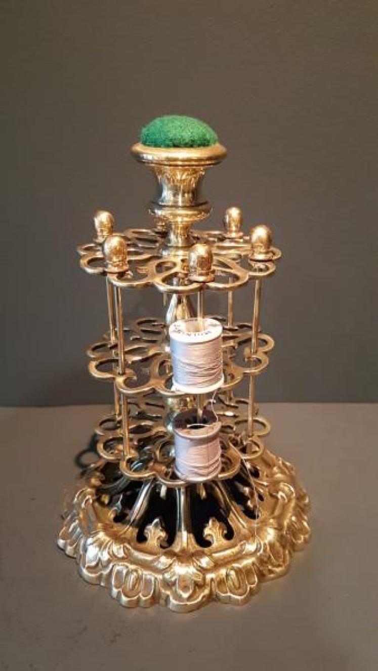 Unusual Victorian Brass Bobbin Rack - Image 1