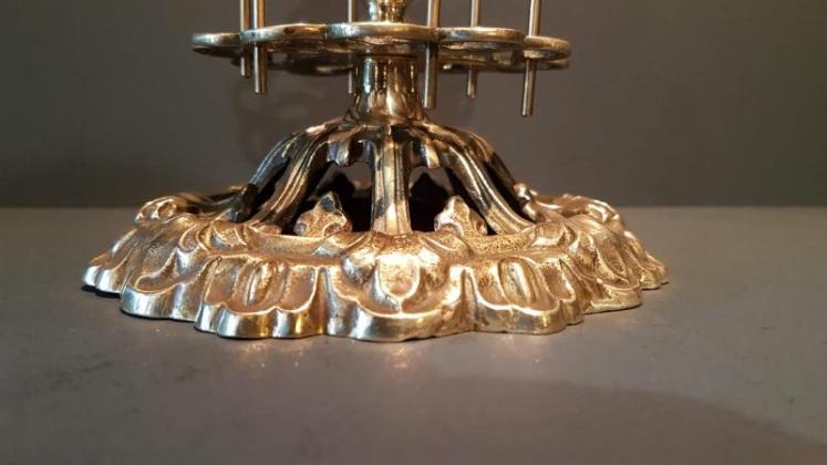 Unusual Victorian Brass Bobbin Rack - Image 4