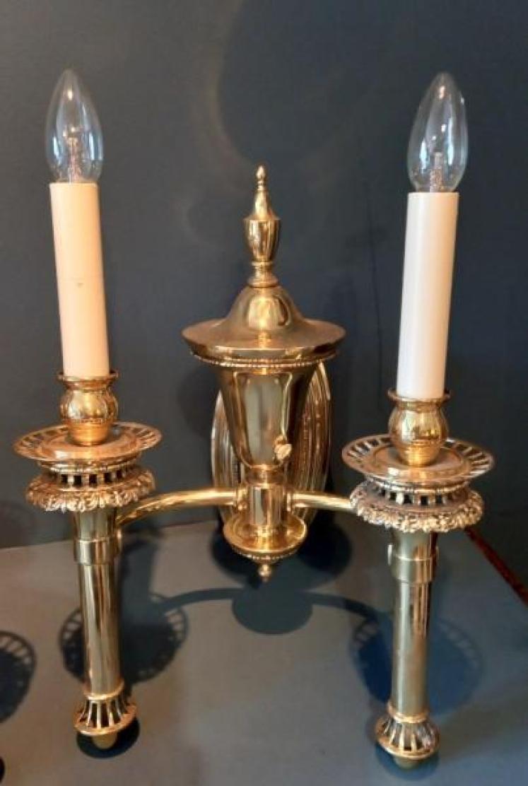 Superb Pair of Antique Double Wall Lights - Image 2