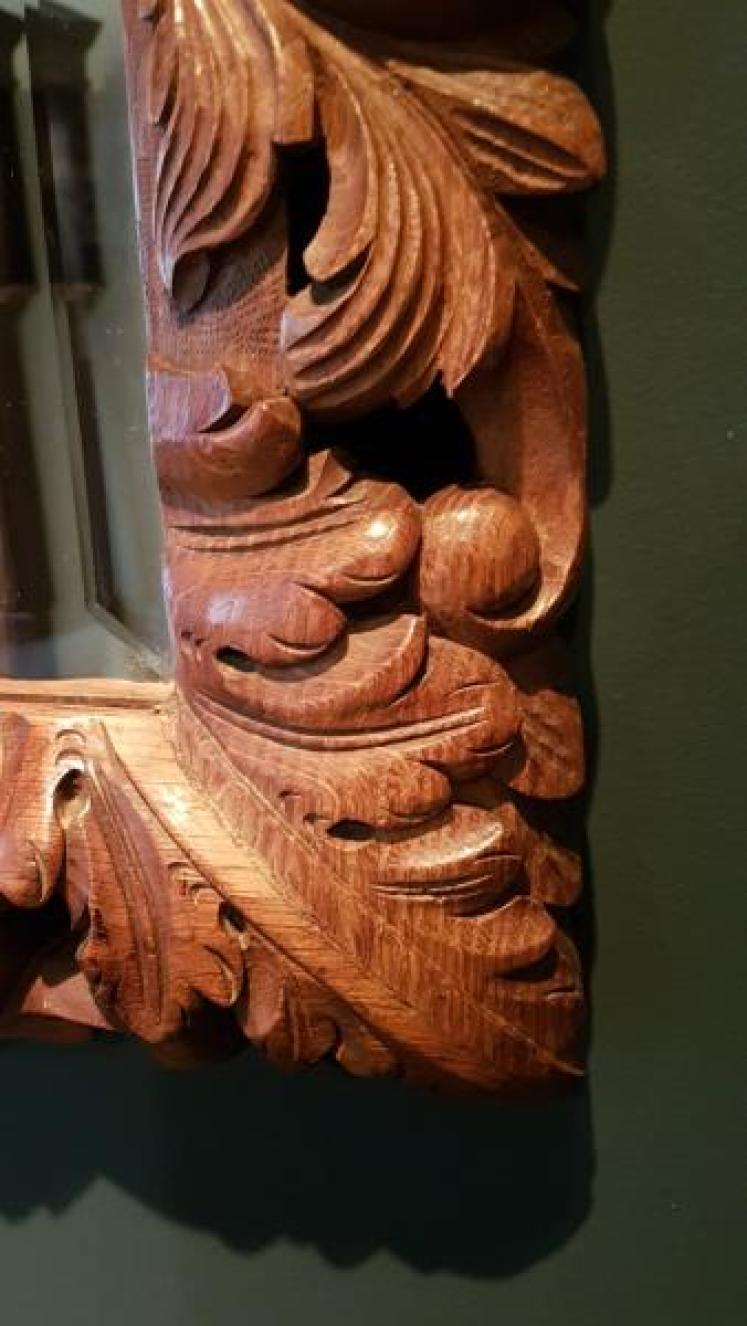 Impressive Victorian Carved Oak Mirror - Image 2