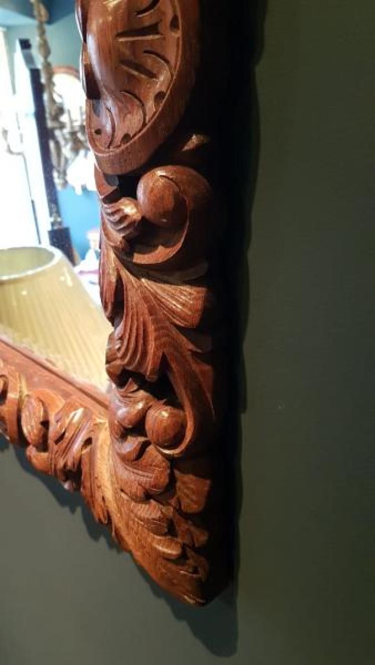 Impressive Victorian Carved Oak Mirror - Image 3