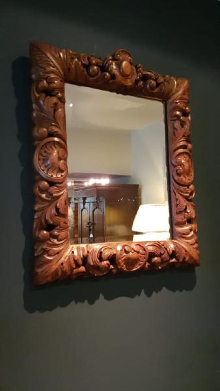 Impressive Victorian Carved Oak Mirror - Image 4