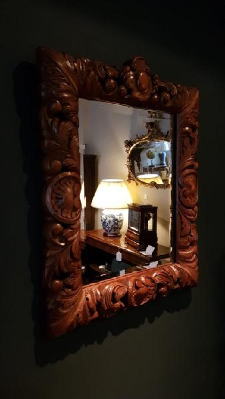 Impressive Victorian Carved Oak Mirror - Image 6