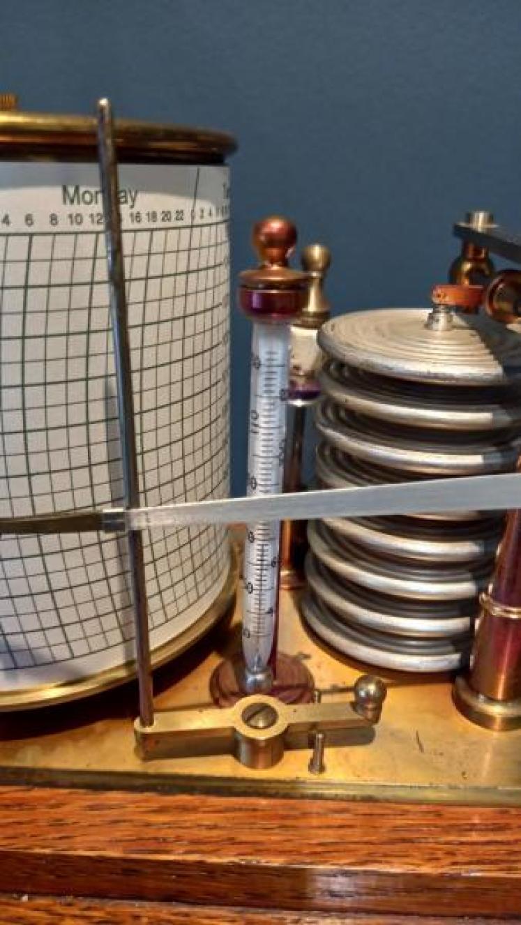 Antique Negretti & Zambra Polished Oak Barograph - Image 3
