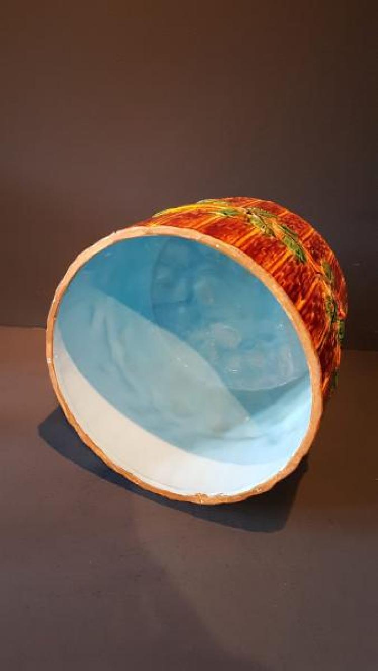 Large Victorian Majolica Cheese Dish - Image 2