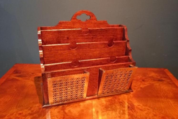 Antique Polished Oak Stationery & Letter Rack - Image 7