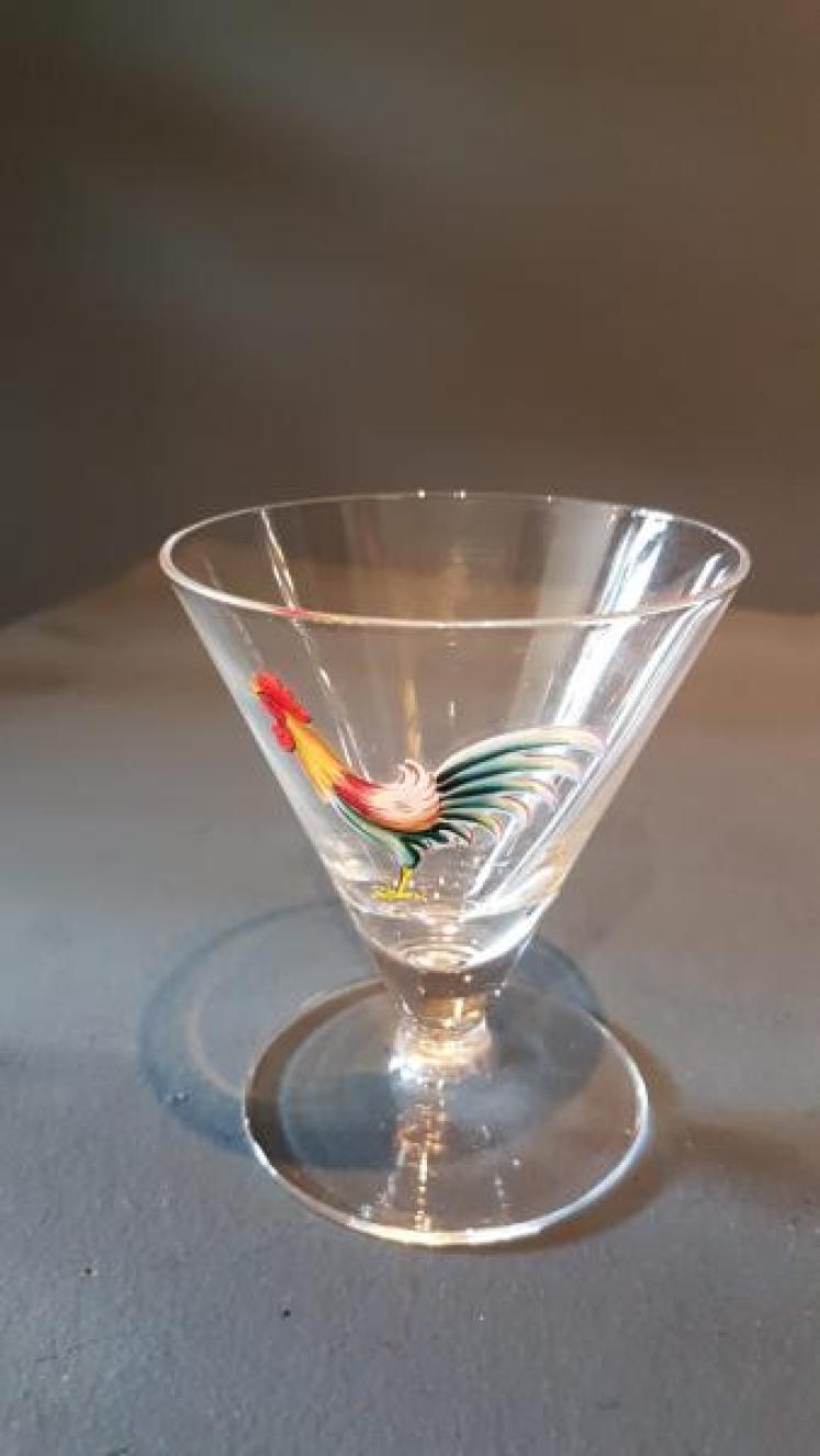 Silver and Enamel Glass Cocktail Shaker and Glasses - Image 3