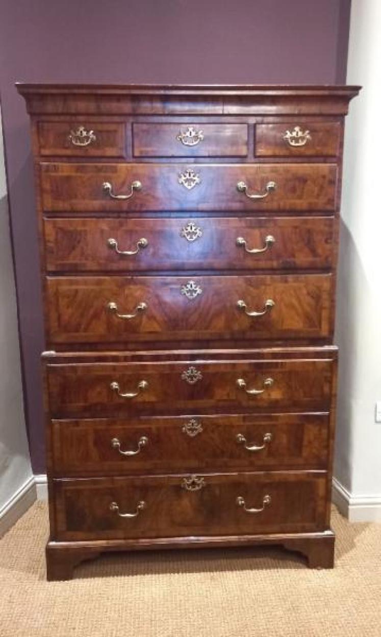 Superb George II Period Figured Walnut Chest on Chest - Image 1