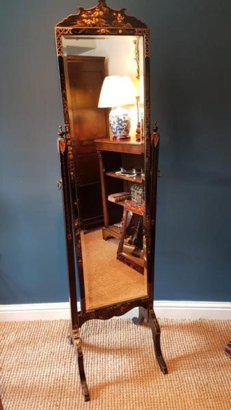 Edwardian Chinoiserie Cheval Mirror - Image 1