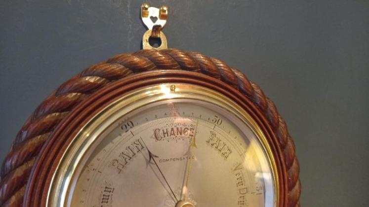 Large Victorian Walnut Ship's Barometer & Thermometer - Image 2