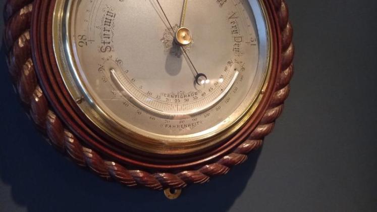 Large Victorian Walnut Ship's Barometer & Thermometer - Image 3