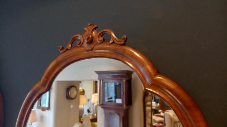 Matching Pair of Antique Walnut Wall Mirrors - Image 4