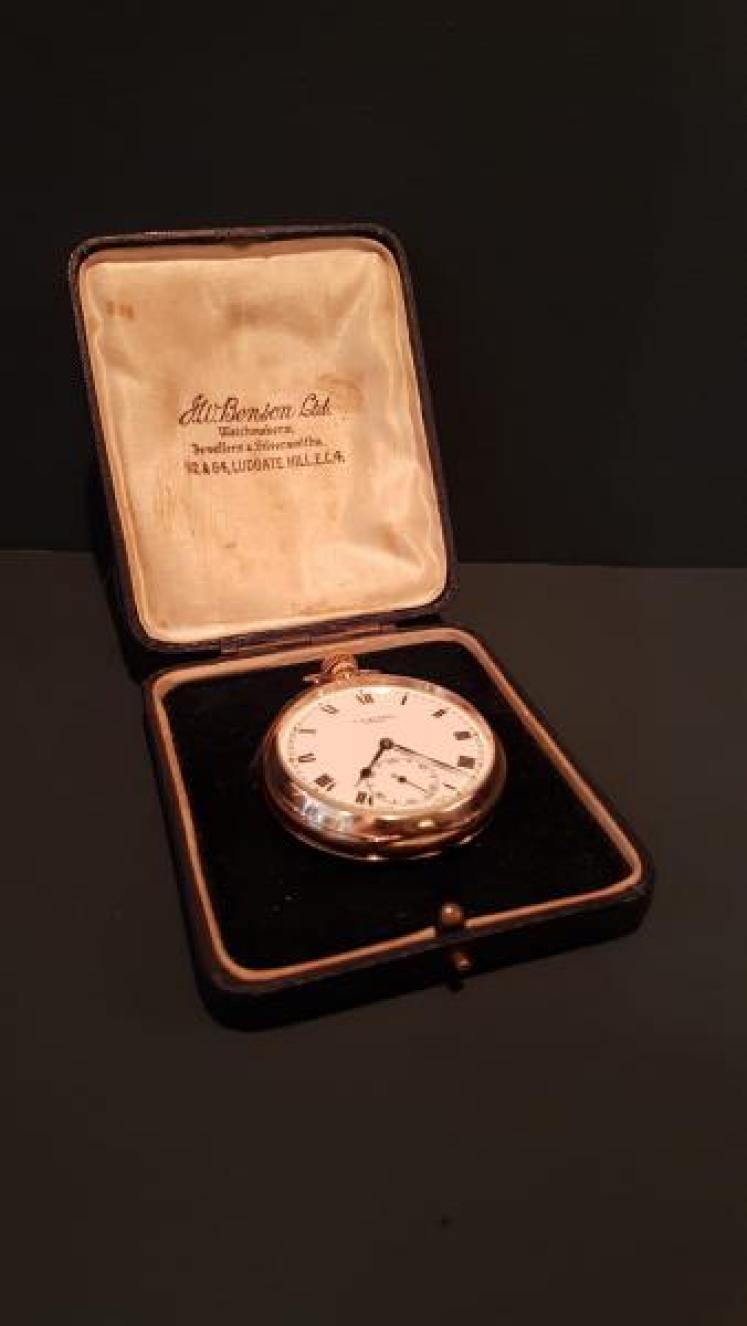 George V 9ct Gold Benson Pocket Watch - Image 1