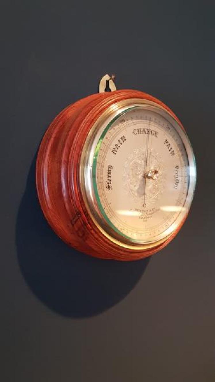 Newton London Silvered Dial Yew Wood Barometer - Image 2