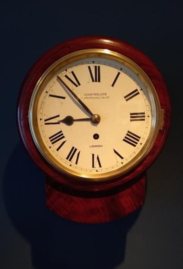 Small Antique Single Fusee 8" Drop Dial Wall Clock - Image 1