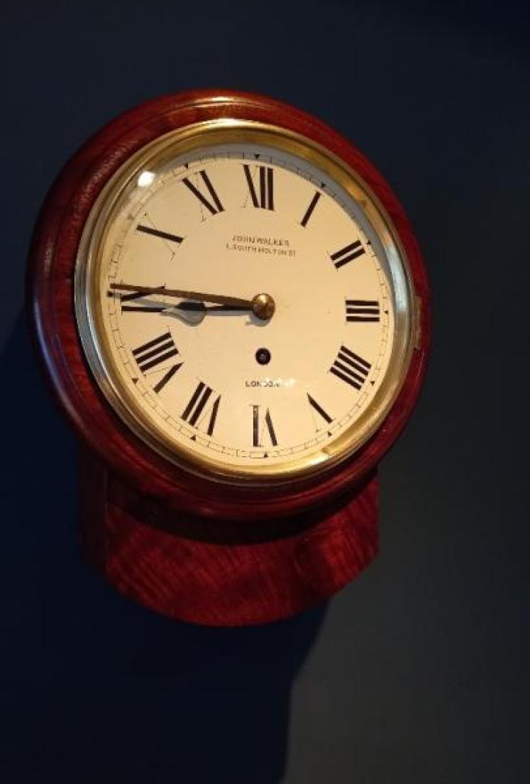 Small Antique Single Fusee 8" Drop Dial Wall Clock - Image 7