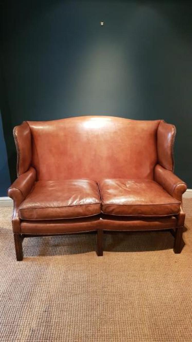 Superb 1920's  Leather Wing Back Sofa - Image 1