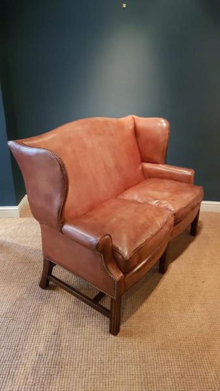 Superb 1920's  Leather Wing Back Sofa - Image 3