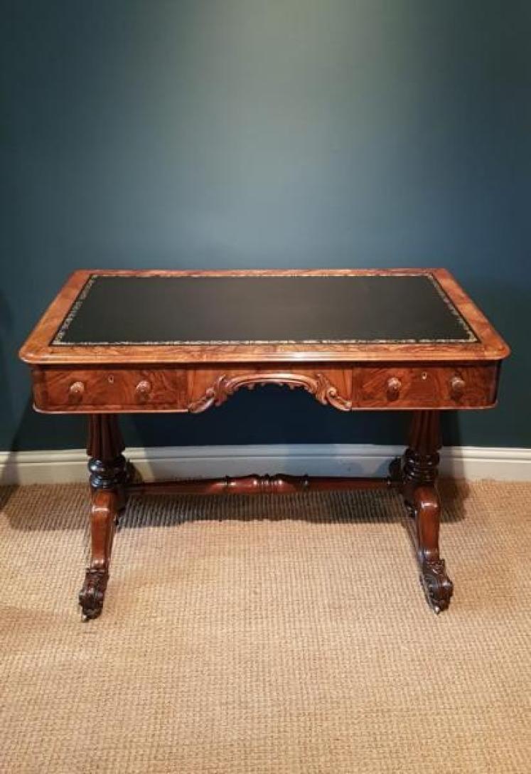 Victorian Figured Walnut Writing Table - Image 1