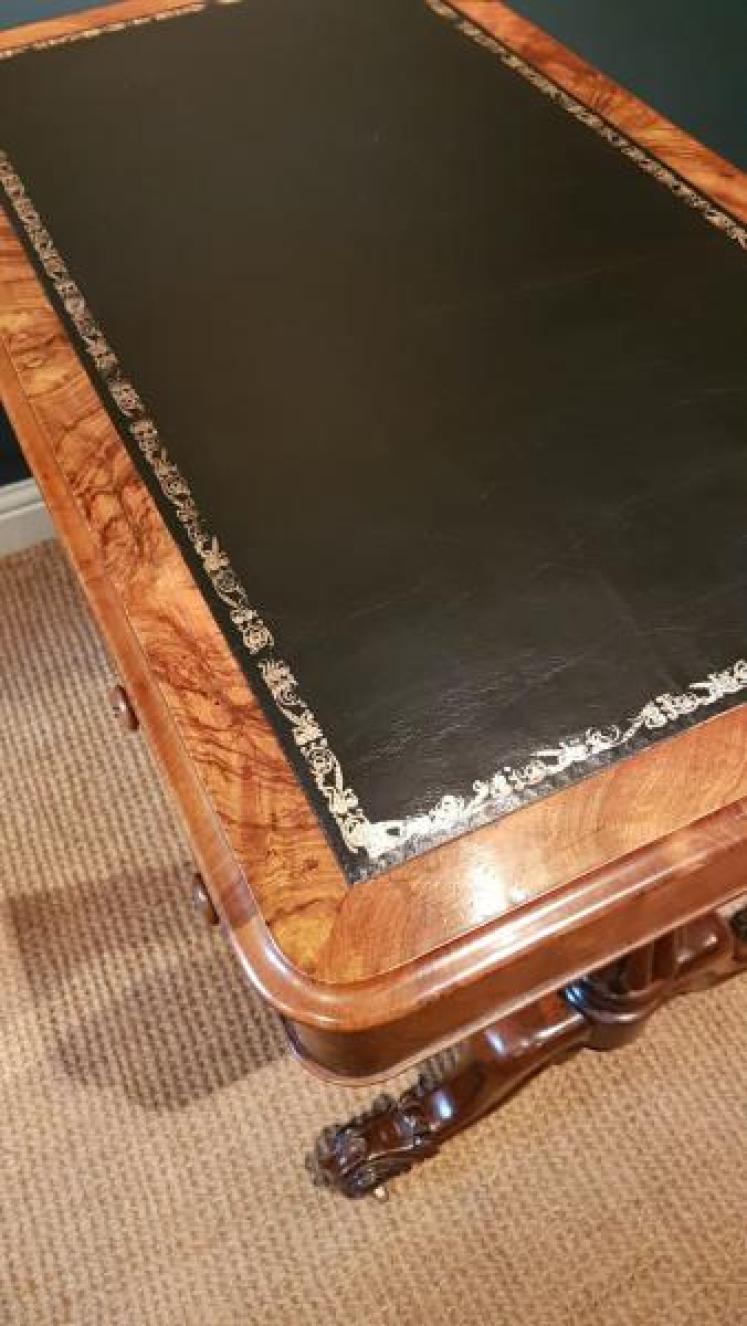 Victorian Figured Walnut Writing Table - Image 2