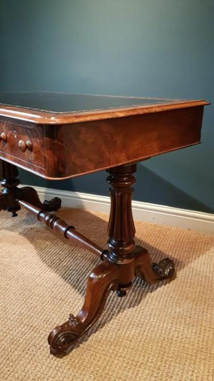 Victorian Figured Walnut Writing Table - Image 6