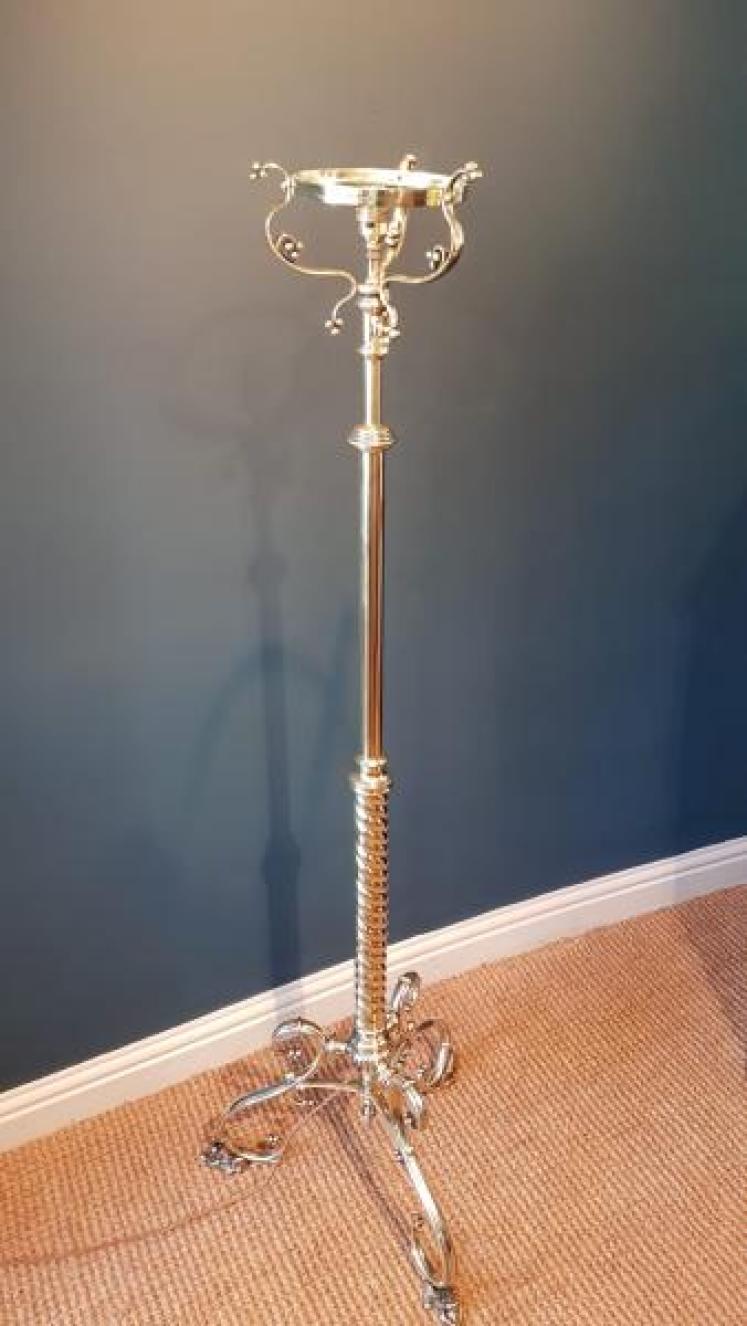 Victorian Brass Rise and Fall Lamp Standard - Image 1