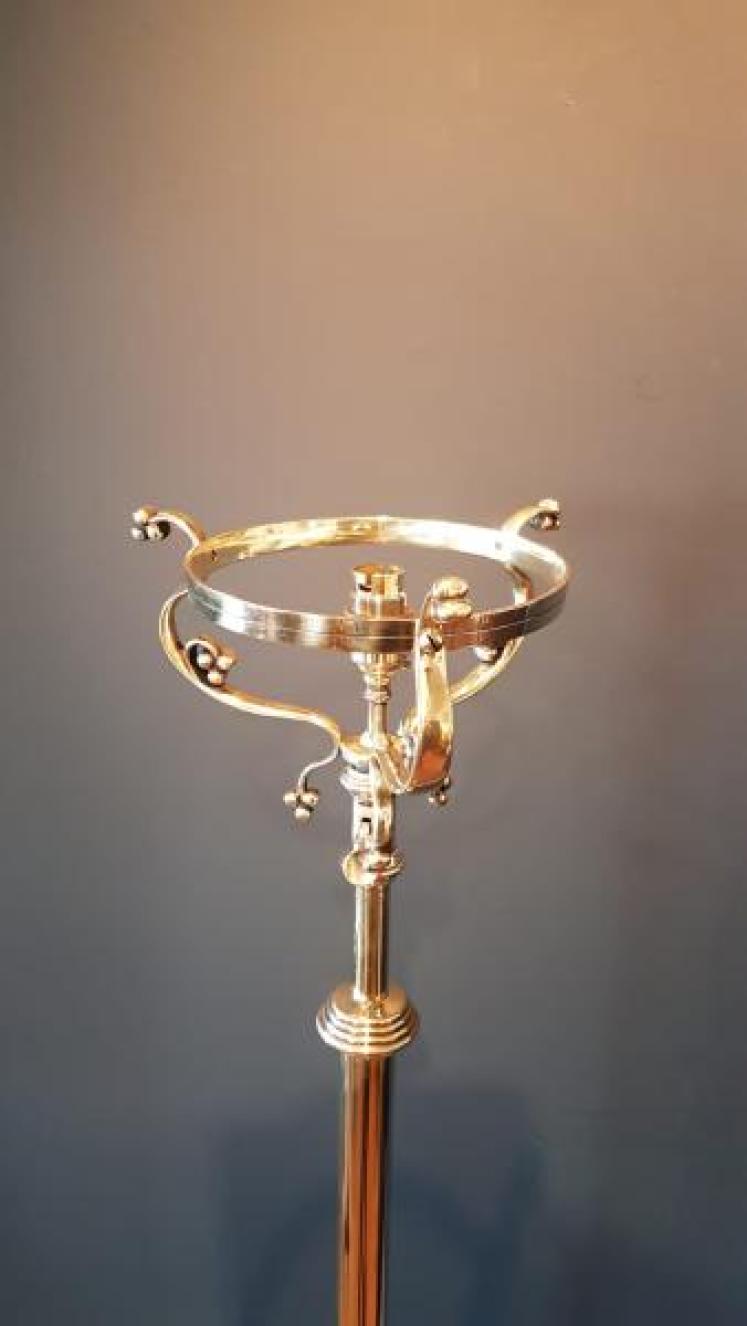 Victorian Brass Rise and Fall Lamp Standard - Image 2