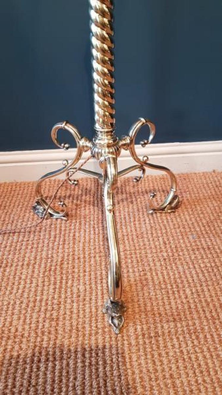 Victorian Brass Rise and Fall Lamp Standard - Image 6
