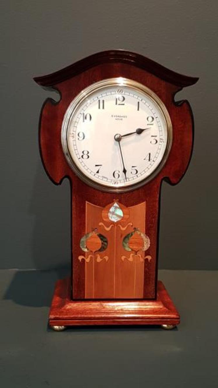Superb Art Nouveau Inlaid Mantel Clock - Image 1