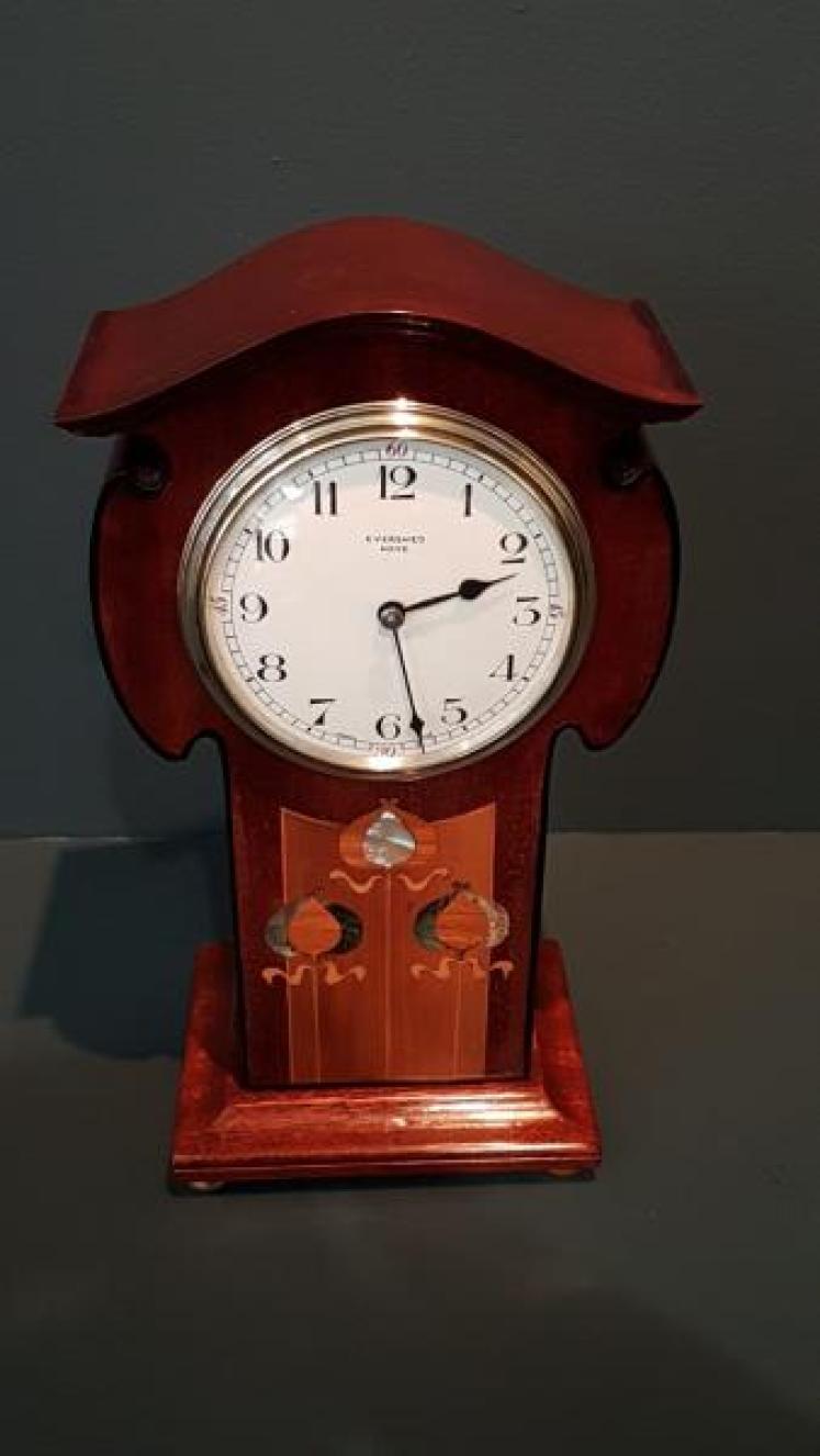 Superb Art Nouveau Inlaid Mantel Clock - Image 6