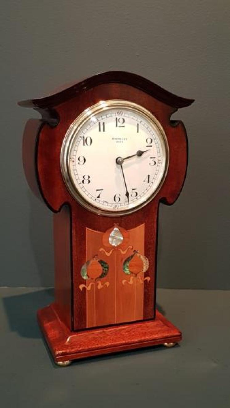 Superb Art Nouveau Inlaid Mantel Clock - Image 7