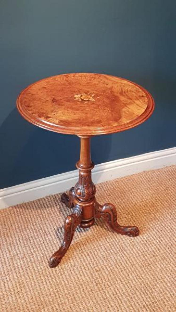 Victorian Burr Walnut Tripod Table - Image 1
