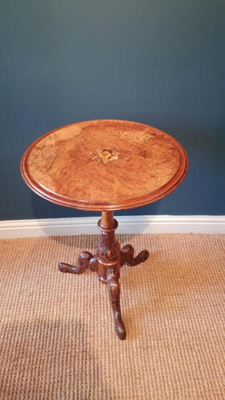 Victorian Burr Walnut Tripod Table - Image 7