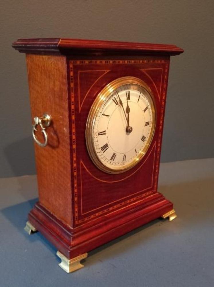 Antique Bracket Style Chequered Inlay Mantel Clock - Image 7