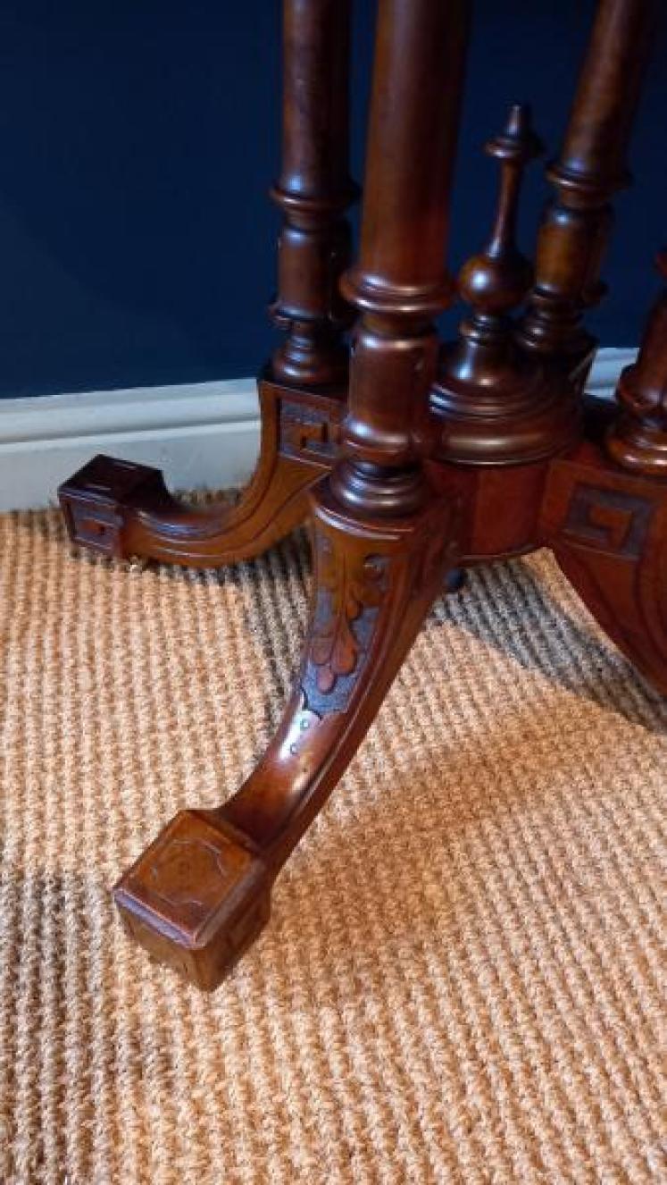 Mid Victorian Burr Walnut Inlaid Games Table - Image 6