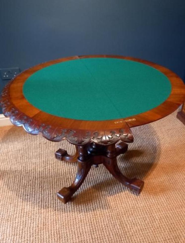 Mid Victorian Burr Walnut Inlaid Games Table - Image 7