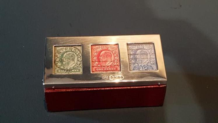 Edwardian Silver and Red Leather Stamp Box - Image 7